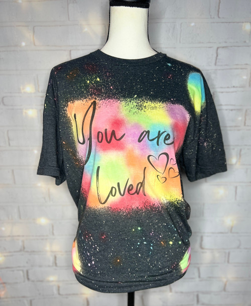 You Are Loved Reverse Tie Dye Patchwork Tee 