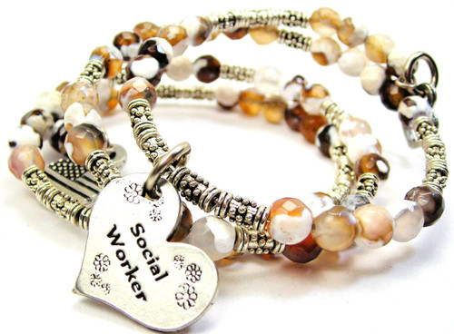 Social Worker Microcrystalline Quartz Wrap Agate Stone Bracelet