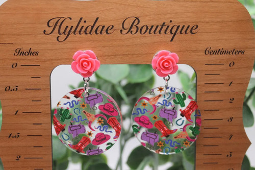 Country Circle Dangle Earrings
