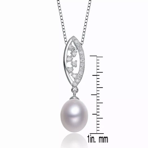 Collette Z Sterling Silver Cubic Zirconia Leaf Drop Necklace
