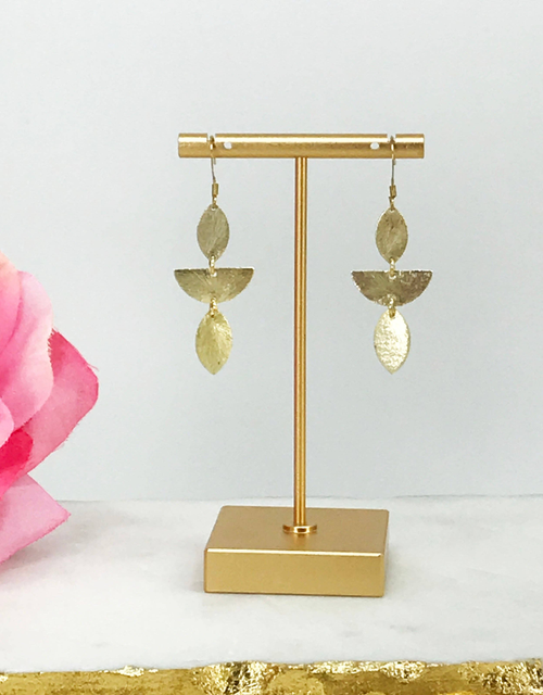 Layered Brushed Gold Pendant Earrings 