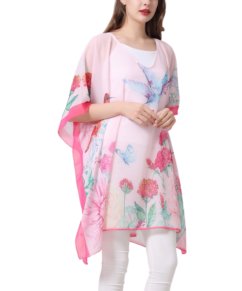 Hot & Floral Bird V-Neck Floral Tunic