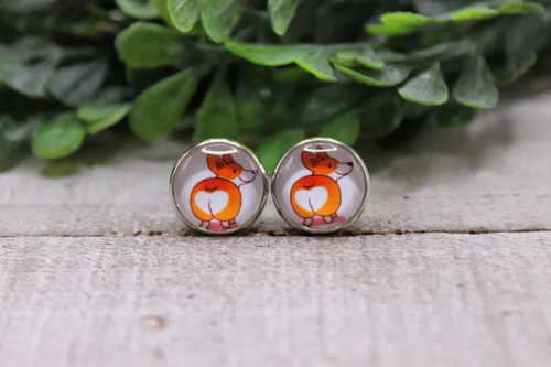 Corgi Heart Bottom || Stud Earrings