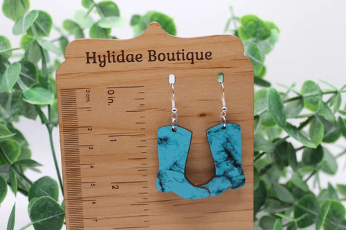 Turquoise Boots || Acrylic Dangle Earrings || Hypoallergenic