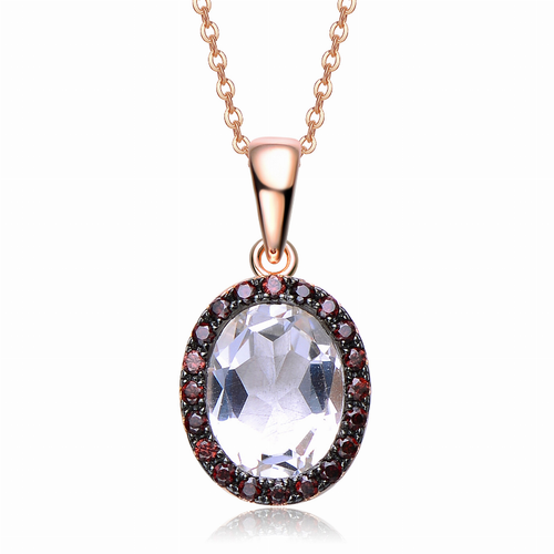 Collette Z Gold Overlay Clear Cubic Zirconia Solitaire Oval Necklace