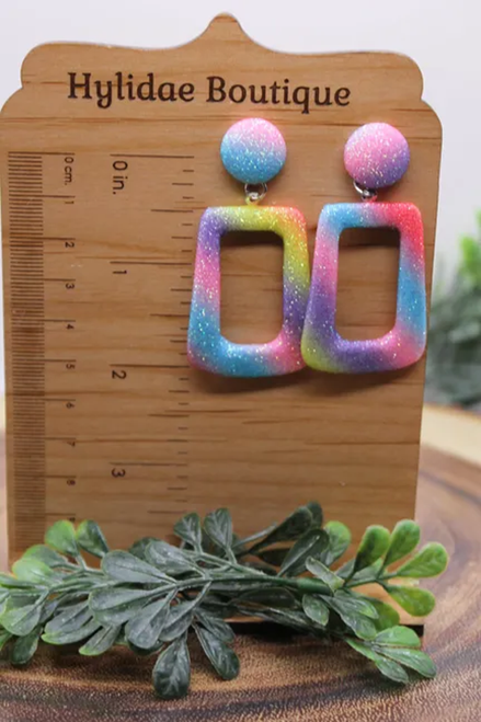 Rainbow Geo Dangle Earrings