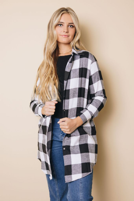 Let's Be Friends Plaid Button Tunic