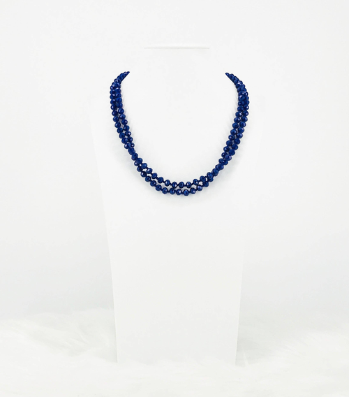 Sapphire Knotted Glass Bead Necklace 