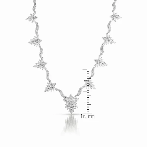 Collette Z C.Z. Sterling Silver Rhodium Plated Marquise Necklace