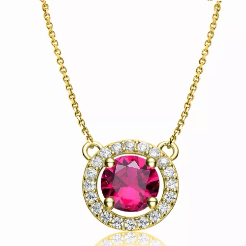 Collette Z 14K Gold Plated Ruby Cubic Zirconia Pendant Necklace