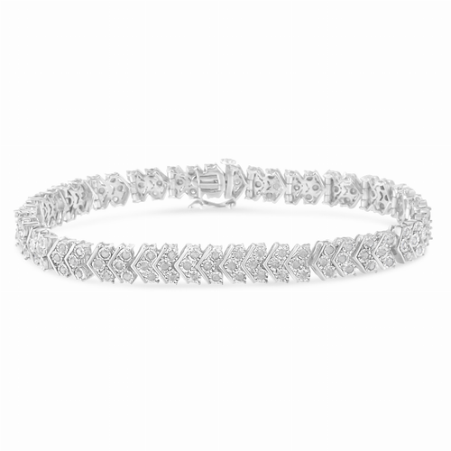 Sterling Silver 2 1/6 carat Total Diamond Weight Diamond Tennis Bracelet