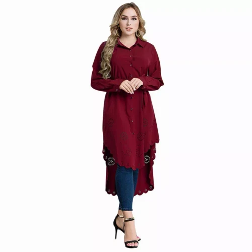 Blouse Hollow Out Turn-Down Collar