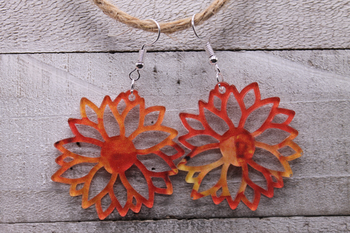 Autumn Sunflower Acrylic Dangle Earrings
