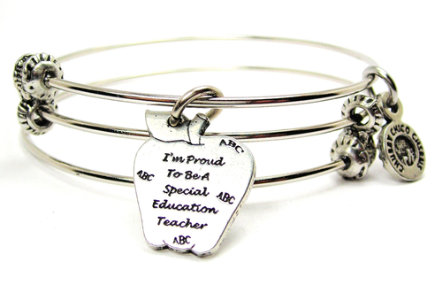 I'm Proud To Be A Special Education Teacher Triple Style Bangle Bracelet