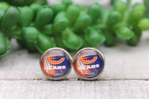 Bears Football 2 || Glass Stud Earrings || Hypoallergenic