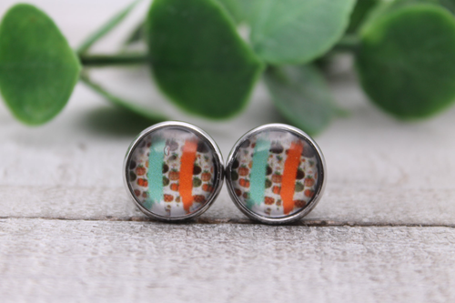 Pumpkin Brushstrokes | Glass Stud Earrings | Hypoallergenic