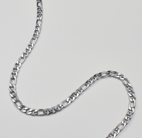 BROOKLYN SILVER FIGARO CHAIN NECKLACE