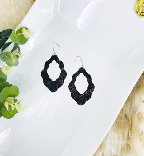 Elegant Rose Dust Sunset Metallic Leather Earrings 