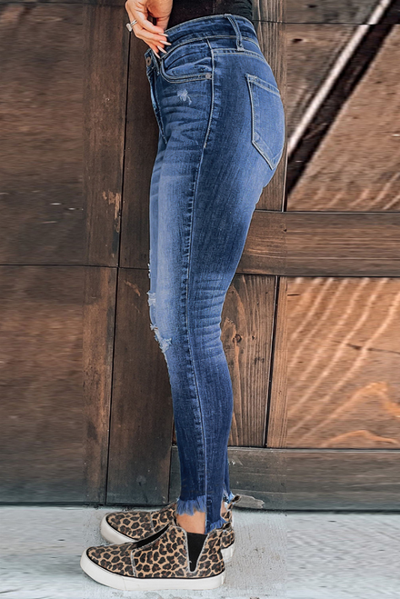 Bright Blue Outfit High Rise Skinny Jeans