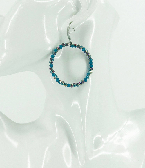 Glass Bead Hoop Earrings 