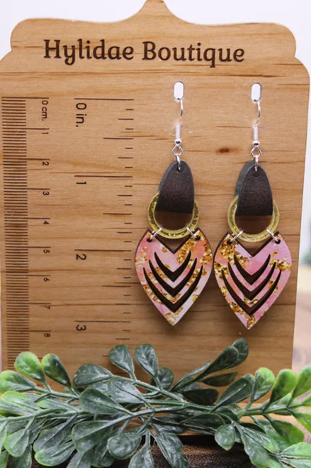 Pink & Gold Ombre || Dangle Earrings || Hypoallergenic