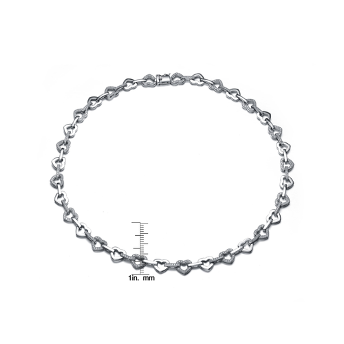 Collette Z Sterling Silver Cubic Zirconia Heart Shape Link Necklace