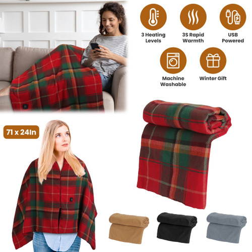 71x24In USB Heated Shawl 