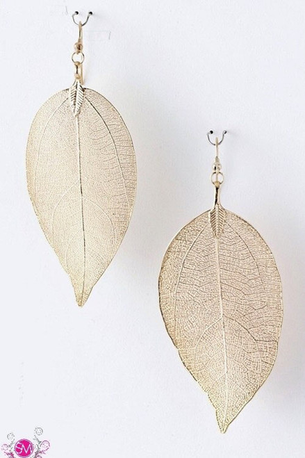 METAL LEAF in gold  EARRINGS