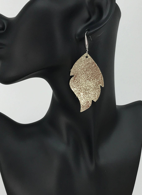 Genuine Platinum Leather Earrings 