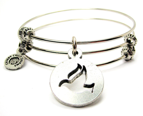 Dove Cutout Circle Triple Style Bangle Bracelet