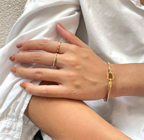 NICOLETTE GOLD CABLE BUCKLE CUFF BRACELET