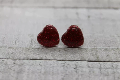 Glitter Hearts Stud Earrings