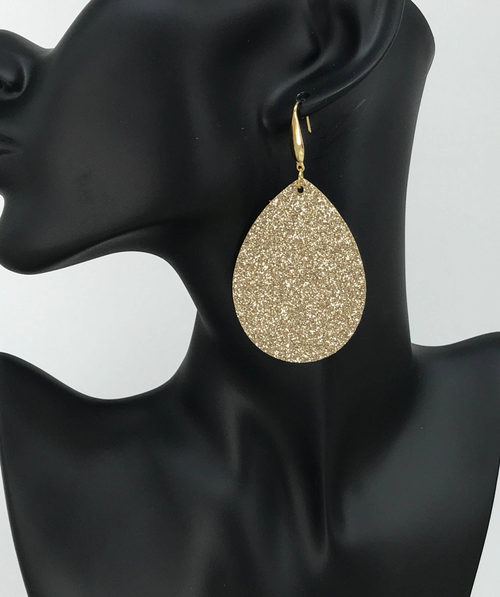 Gold Glitter Leather Earrings 