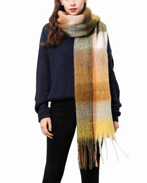 Coffee Long Fringe Blanket Scarf