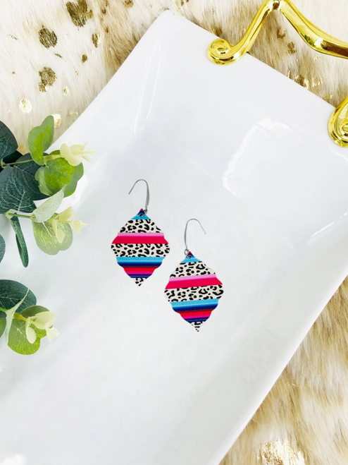 Cheetah Faux Leather and Natural Cork Earrings 