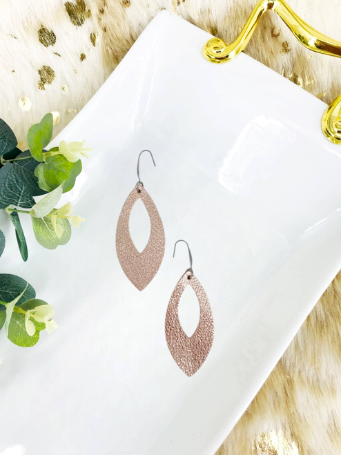 Gold Pebbled Leather Dangle Earrings