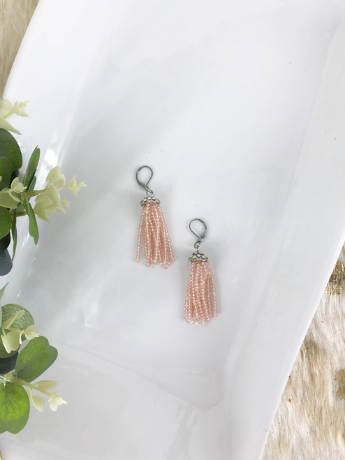 Boho Style Glass Bead Tassel Earrings 