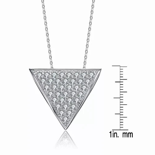 Collette Z Sterling Silver Cubic Zirconia Reverse Triangle Necklace