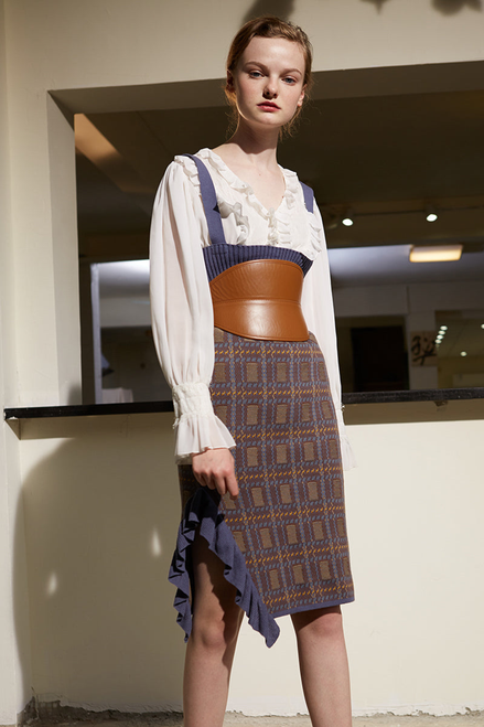 Rimless | High Waisted Overall Strapped Knitted Dress