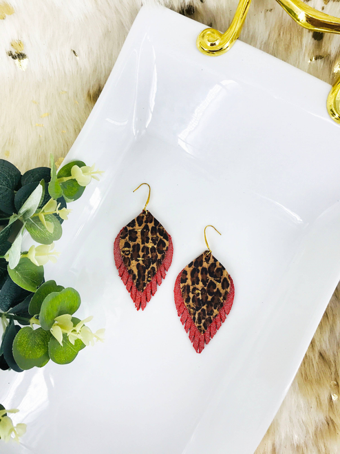 Frenge Layered Genuine Leather Earrings 