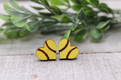 Softball Hearts || Stud Earrings || Hypoallergenic