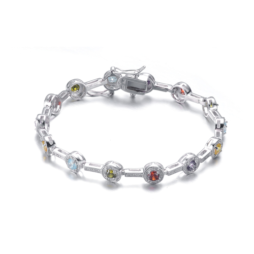 Collette Z Sterling Silver Cubic Zirconia Enclosed Stud Bracelet
