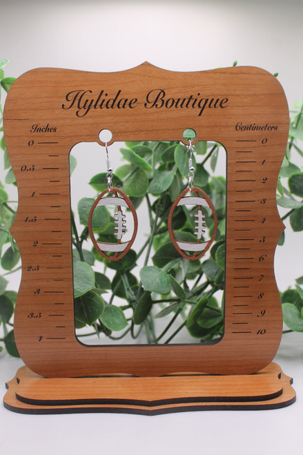 Football Wood Dangle Earrings *Hand Painted*