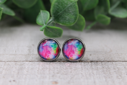 Water Colors  Glass Stud Earrings