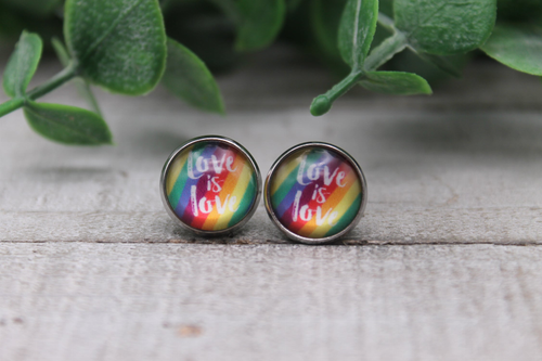 Love is Love  Glass Stud Earrings