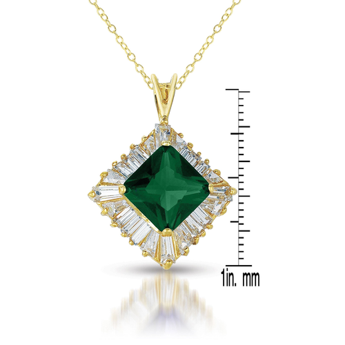 Collette Z Sterling Silver Cubic Zirconia and Green Cubic Zirconia Dangling Pendant Necklace