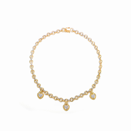 Collette Z Gold Overlay Clear Cubic Zirconia Three Stone Necklace