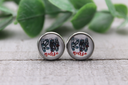 RN Nurse | Hypoallergenic |  Glass Stud Earrings