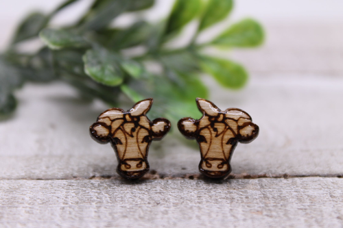 Cow with Headband || 12mm Glass Stud Earrings