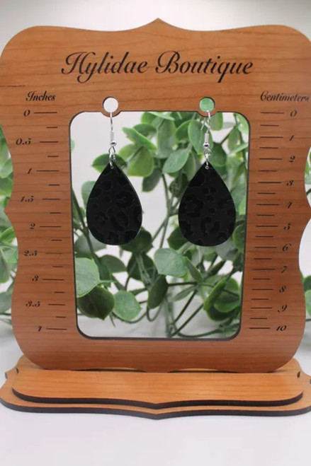 Black Leopard Teardrop Dangle Earrings